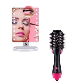 The Pursonic Dimmable LED LED Vanity Mirror & One Step Volumizing Hair Dryer