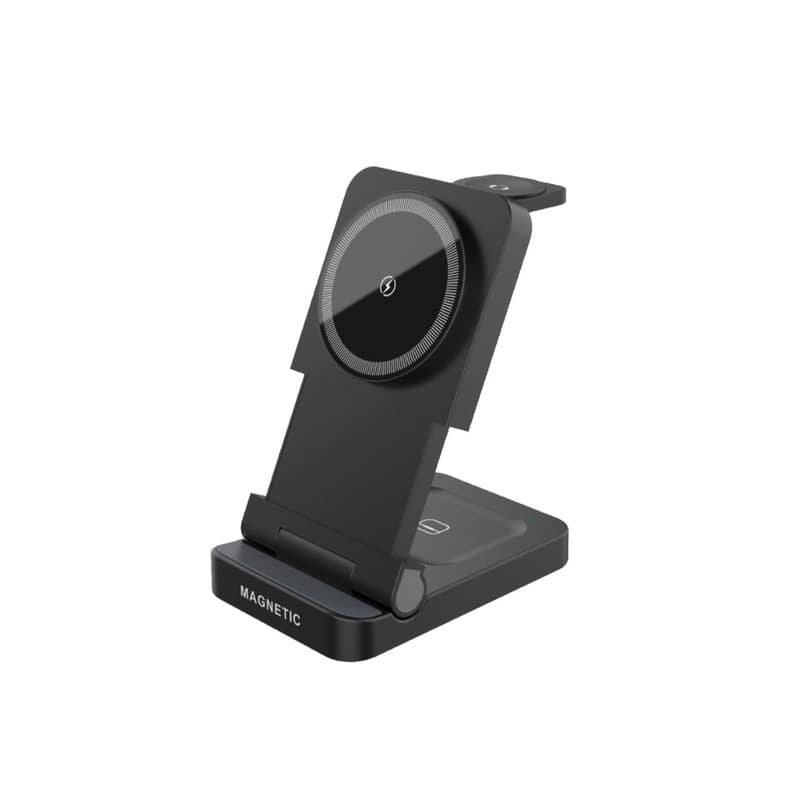 SKRAN - 3-in-1 Folding Desktop Wireless Charger - Magnetic Wireless Charger  for Apple, MagSafe Wireless Charging - Black