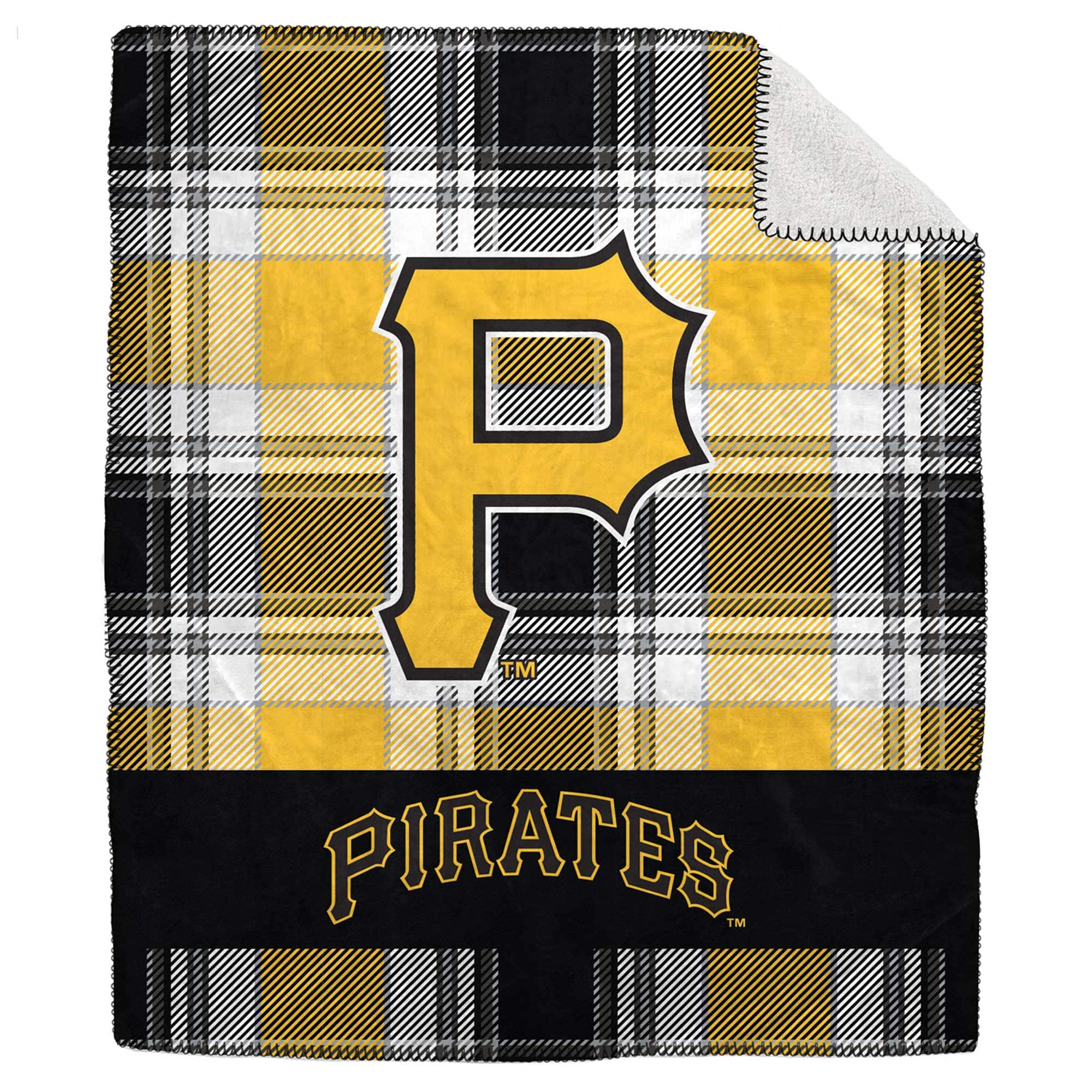 Pegasus - Pittsburgh Pirates 50" x 60" Plaid Flannel Sherpa Plush Blanket - Multicolor