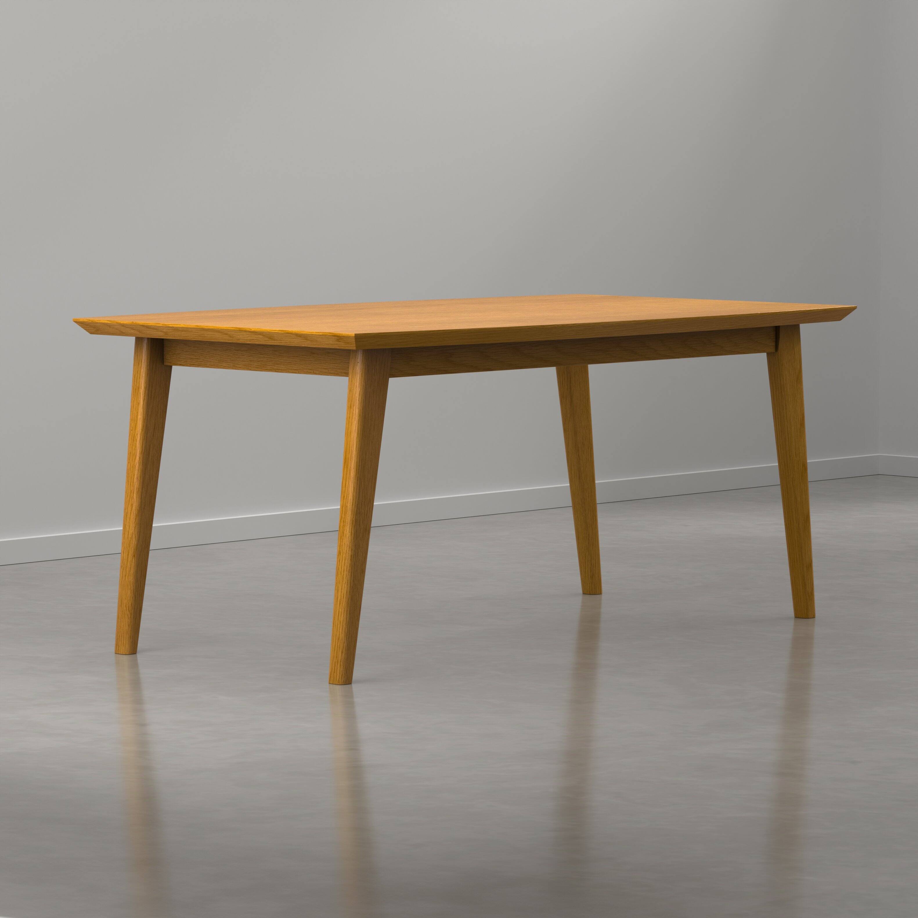 Angle. Simpli Home - Draper 66 inch Wide Solid Wood Dining Table - Golden Oak.