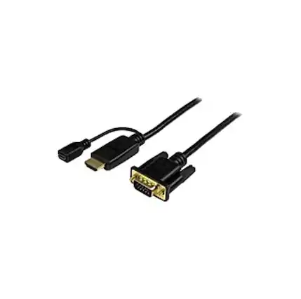 Front. Startech - .com 6 ft HDMI to VGA Active Converter Cable - HDMI to VGA Adapter - 1920x1200 or 1080p - HDMI/VGA for Video Device, Mon - Black.