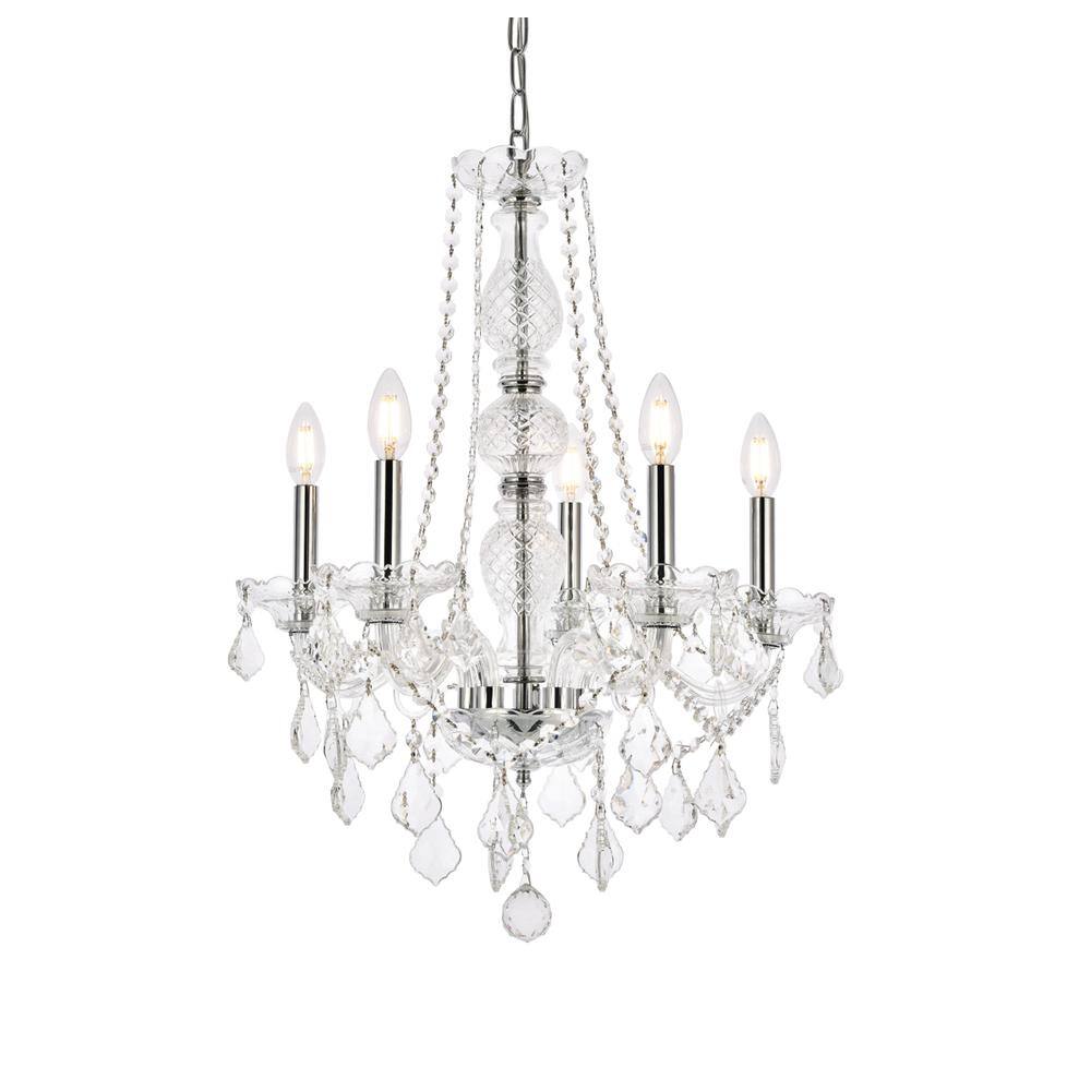 Angle. Elegant Lighting - Verona 5 light Chrome Chandelier Clear Royal Cut Crystal - Chrome.