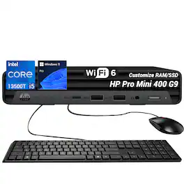 HP - Upgraded - ProDesk 400 Desktop - Intel Core i5-13500T - 8GB RAM 512GB PCIe M.2 SSD - wired keyboard and mouse - Black