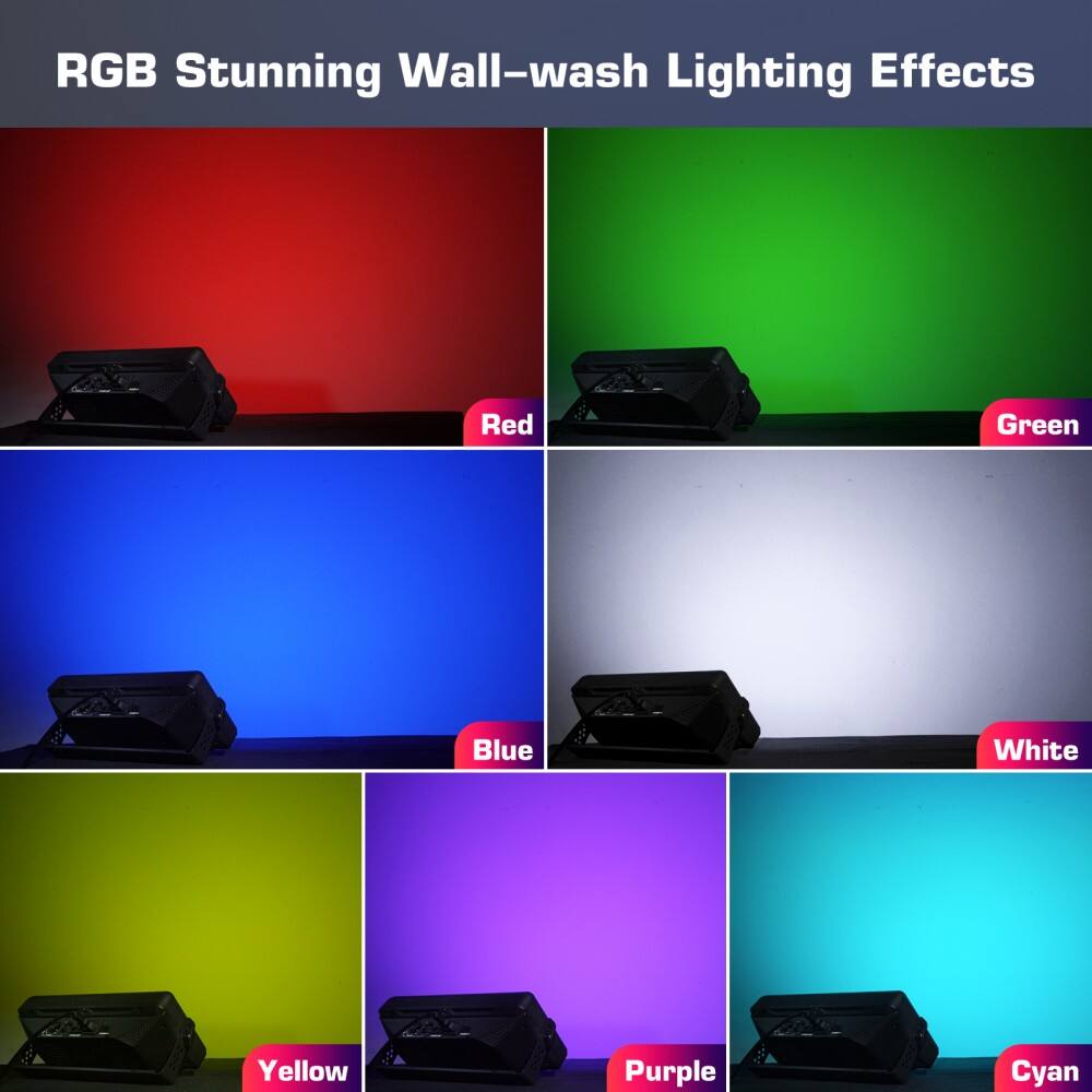 RGB Stunning Wall-wash Lighting Effects

- Red
- Green
- Blue
- White
- Yellow
- Purple
- Cyan