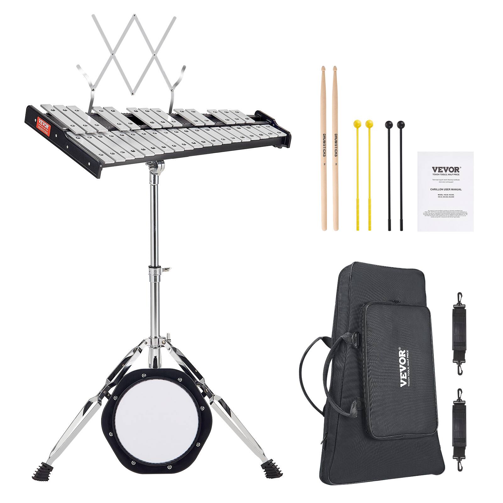 VEVOR - 32 Note Glockenspiel Xylophone Bell Kit, Professional Percussion Instrument Set with Mallets, Drum Sticks, Music Stand - Silver price history on PriceWatchPro