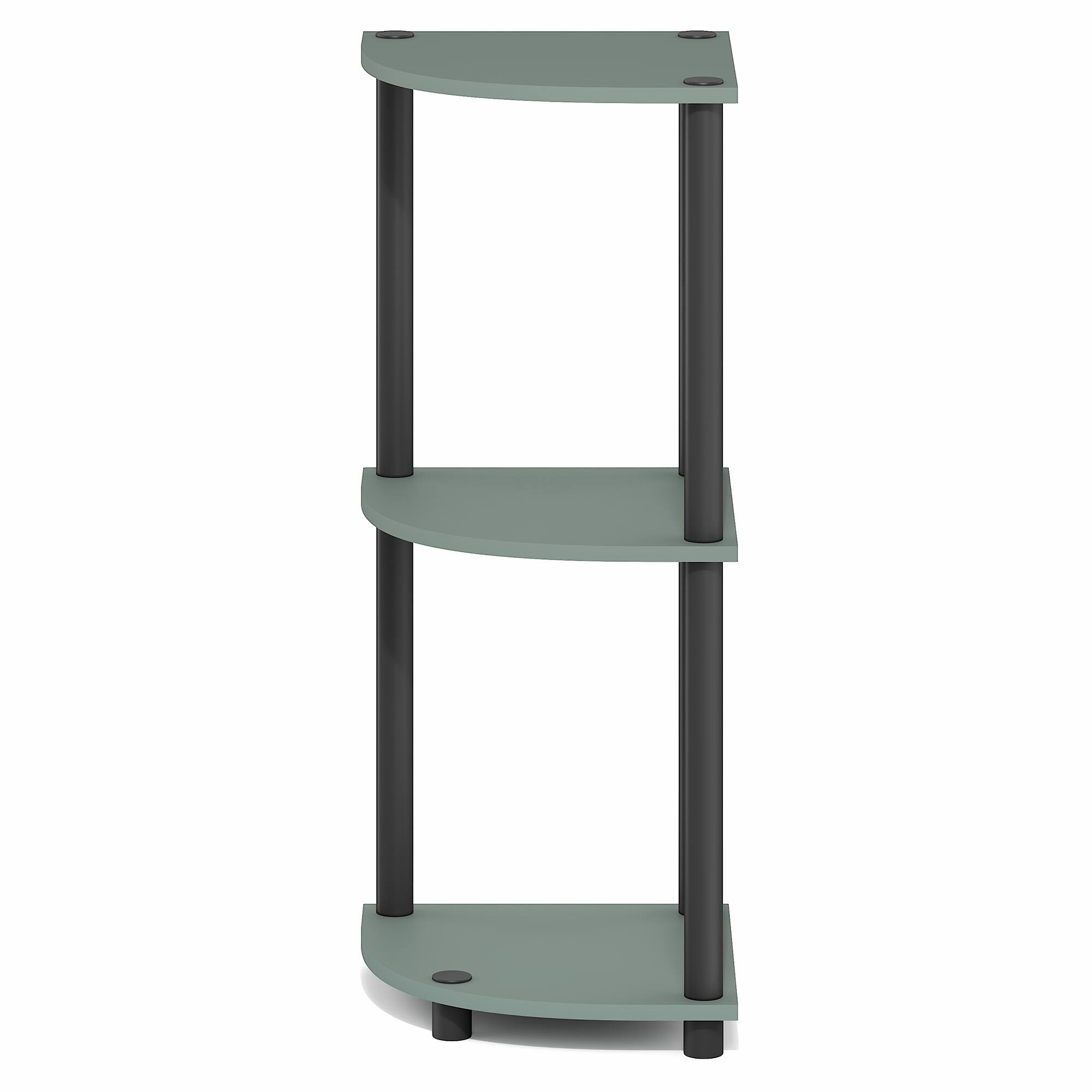 Alt View 5. Furinno - TURN-N-TUBE Corner Shelf, 3-Tier Corner Book Shelf with Open Storage Shelves, for Living Room, Home Office, Garage - Sage Green/Black.