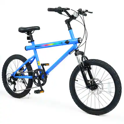 Front. Costway - Costway 6-Speed Commuter Bicycle,20 LED-lit Hybrid Bike with Stereo Speakers,2 Disc Brakes - Navy.