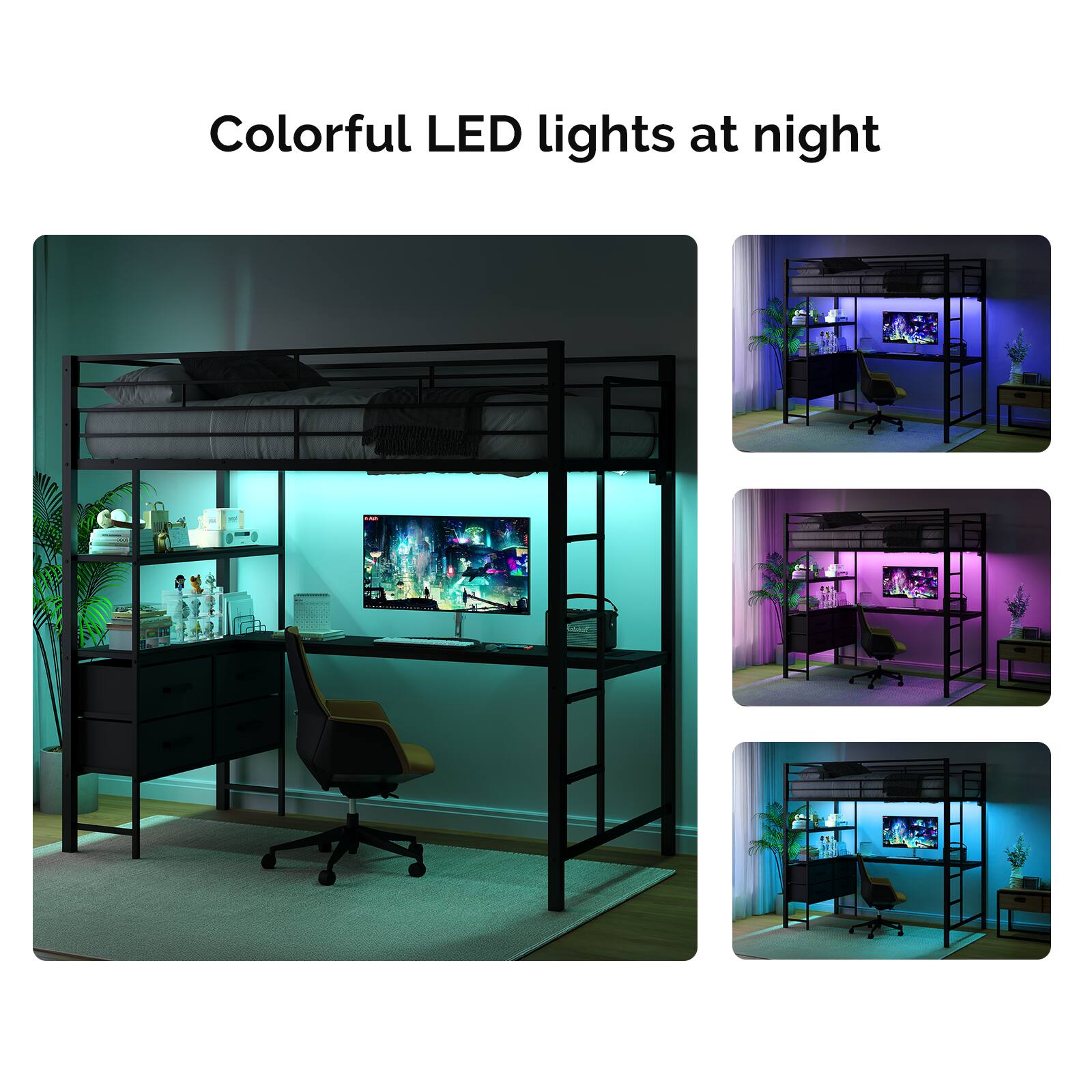 Colorful LED lights at night