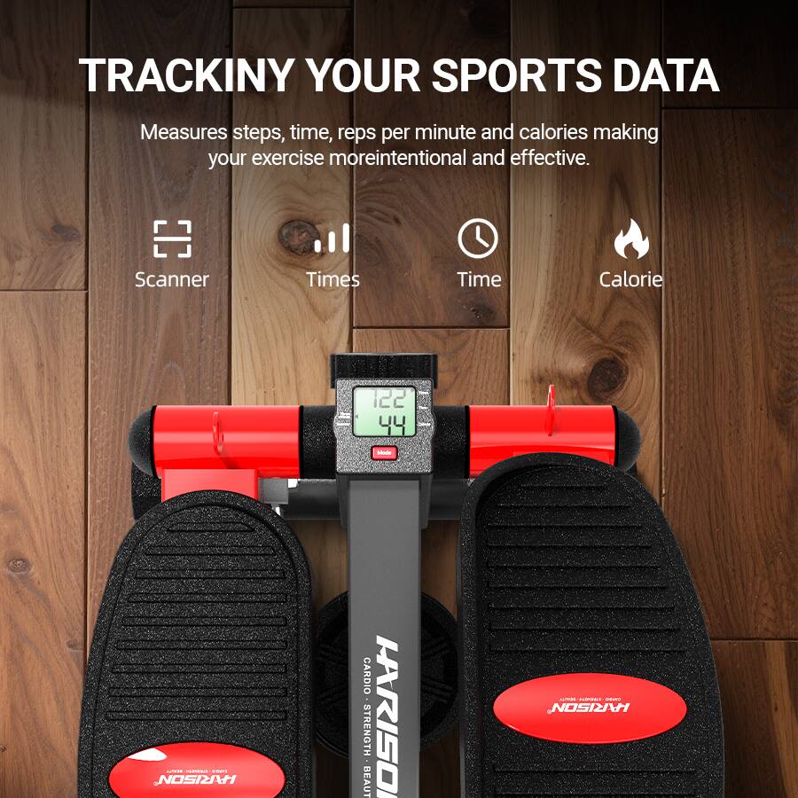 TRACKINY YOUR SPORTS DATA  
Measures steps, time, reps per minute and calories making your exercise more intentional and effective.  

Scanner | Times | Time | Calorie  

122  
44  

IRRISON CARDIO STRENGTH BEAUTY
