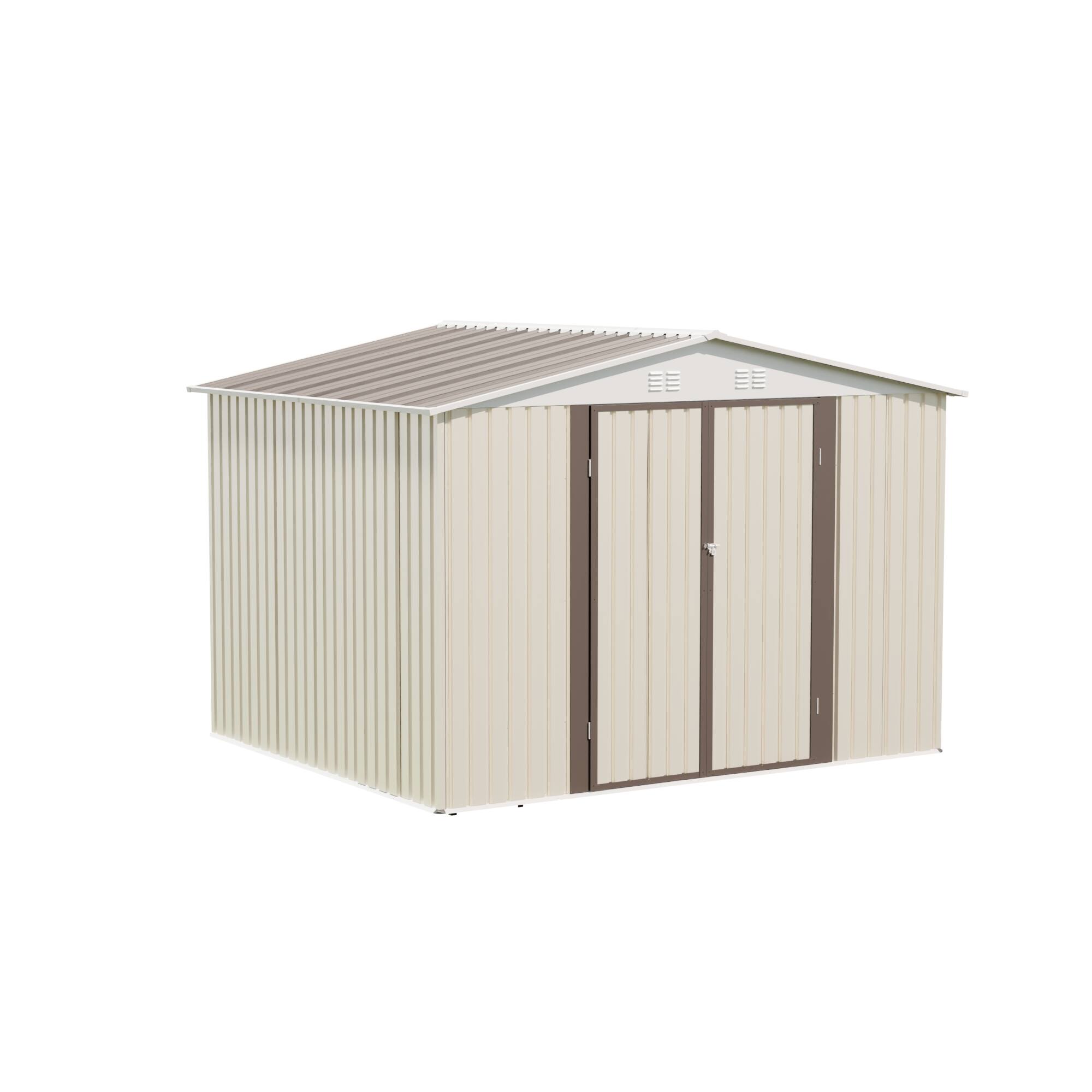 Alt View 1. TinyHomie - 10 x 8 FT White Color Outdoor Garden Shed Aluminum alloy frame With Hinge Door.