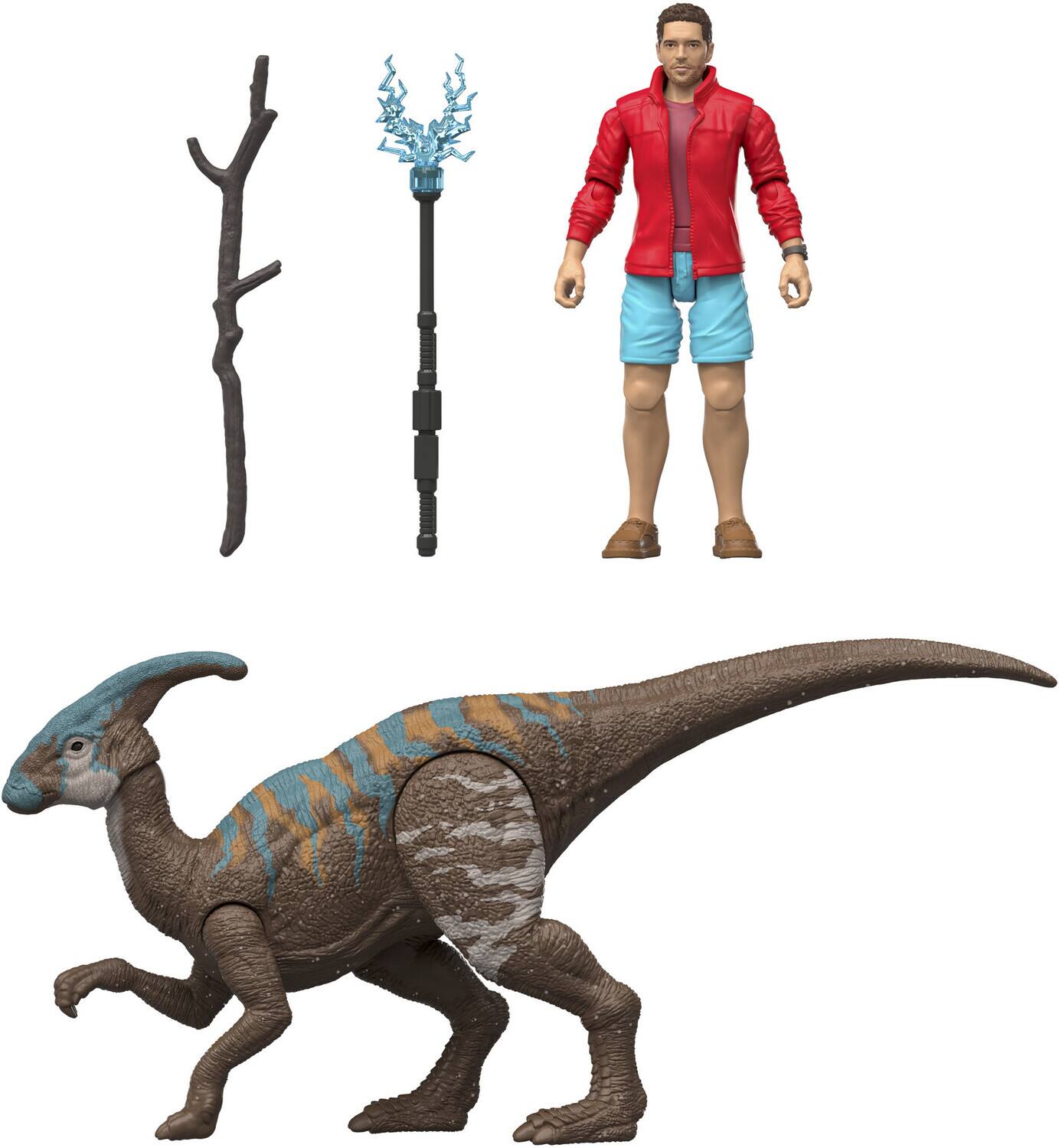 Alt View 4. Mattel - Mattel - Jurassic World: Rebirth Reuben Delgado & Parasaurolophus Action Figure 2-Pack   - COLLECTIBLES - Multicolor.