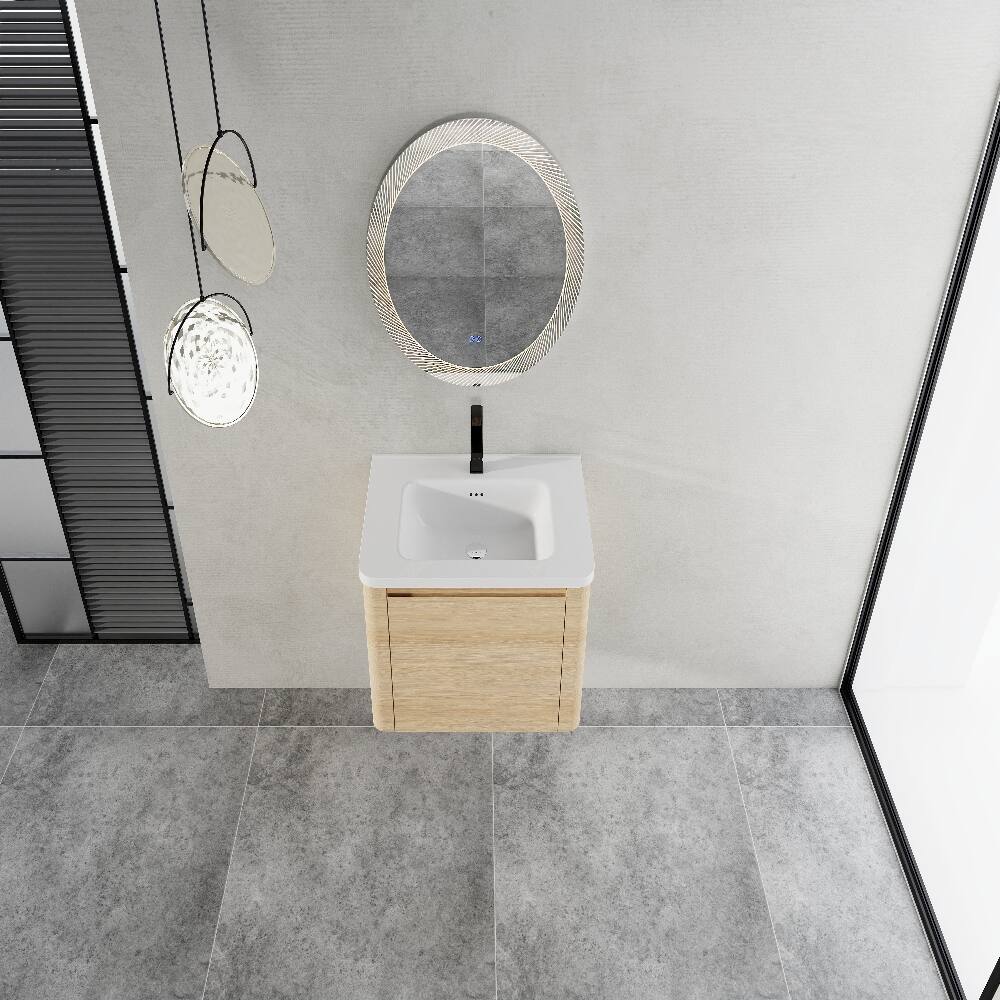 Alt View 2. Loheer - Loheer 28 inch wall mounted bathroom vanity American White Oak - American White Oak.