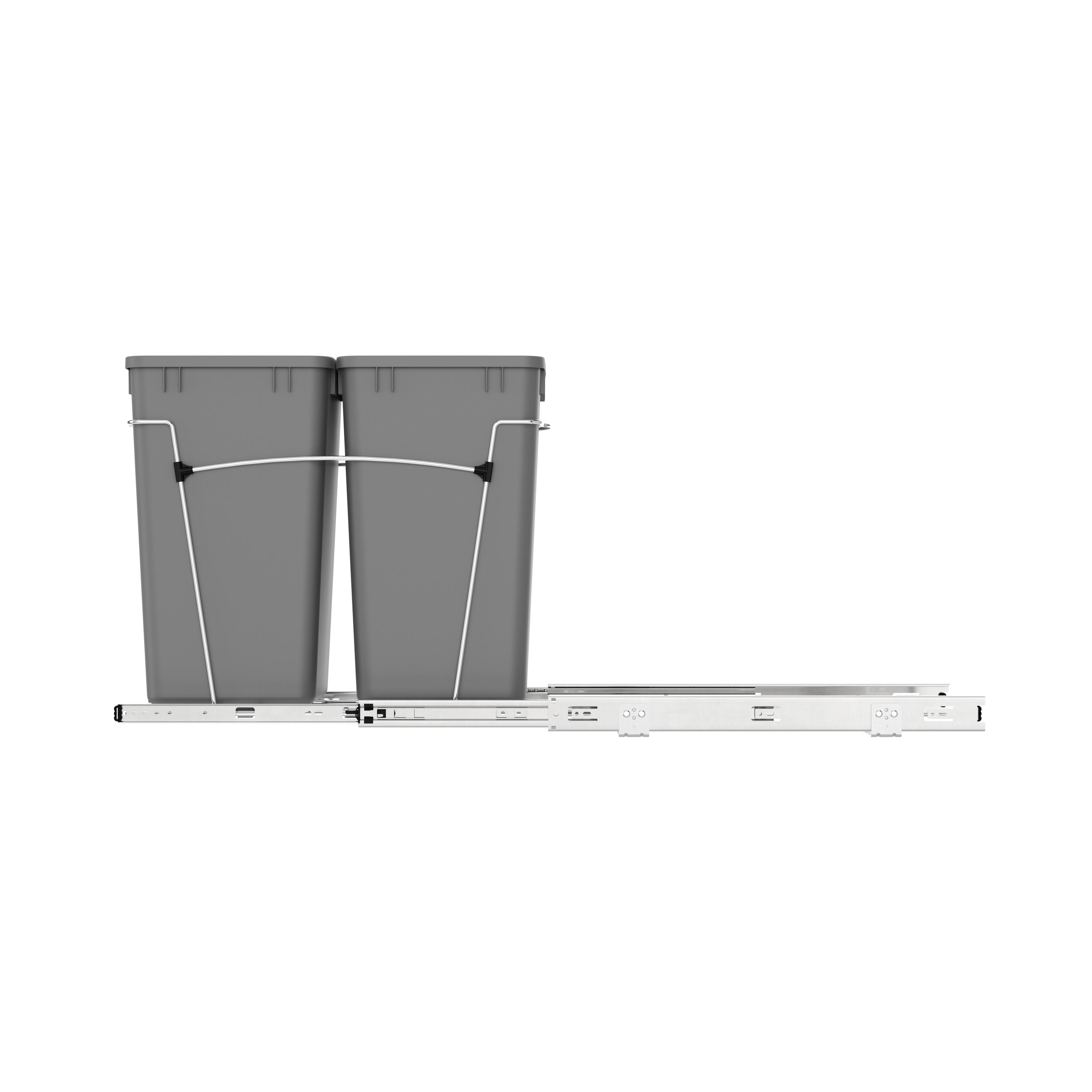 Alt View 8. Rev-A-Shelf - Rev-A-Shelf Double Pullout Trash Cans 27 qt. for Kitchen, Silver, RV-15KD-17C S - Metallic Silver.
