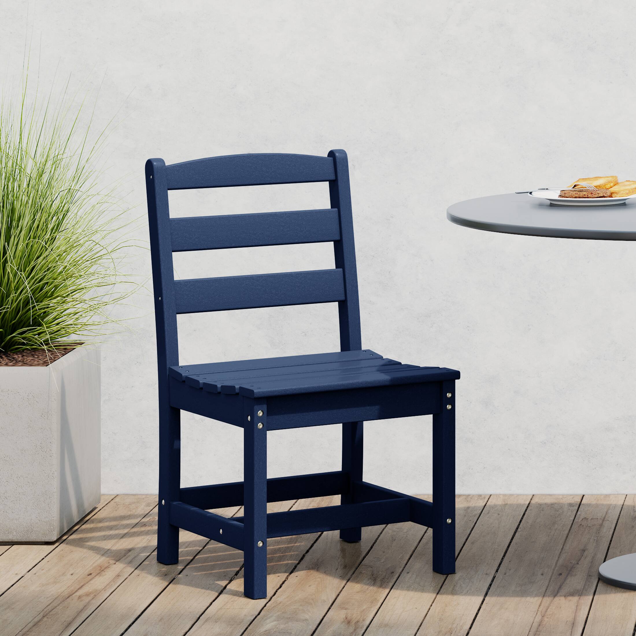 Angle. WestinTrends - WestinTrends Ashore Outdoor HDPE Patio Classic Armless Dining Side Chair - Navy Blue.