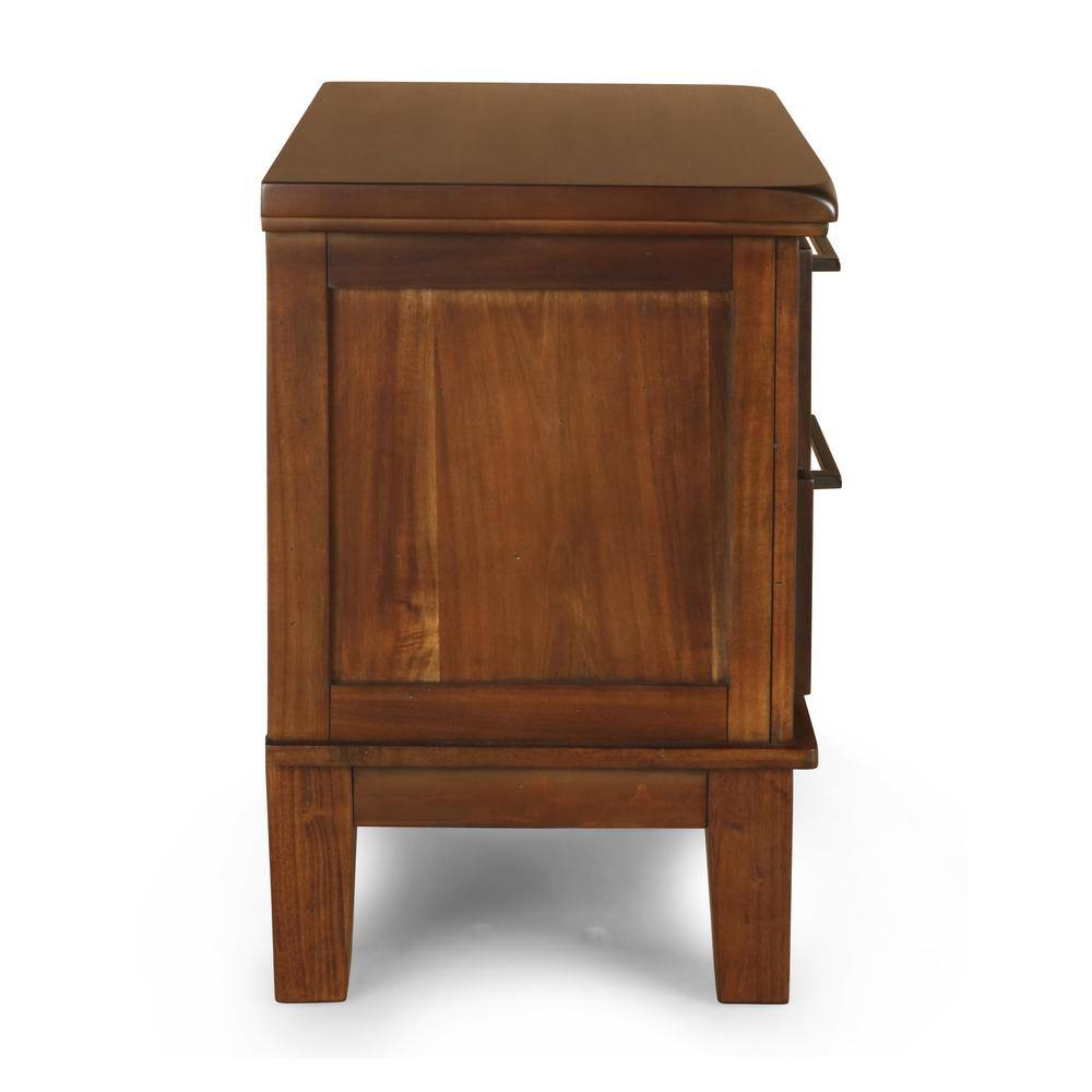 Left. New Classic Furniture - Furniture Cagney Solid Wood 2-Drawer Nightstand in Chestnut Brown - Brown.
