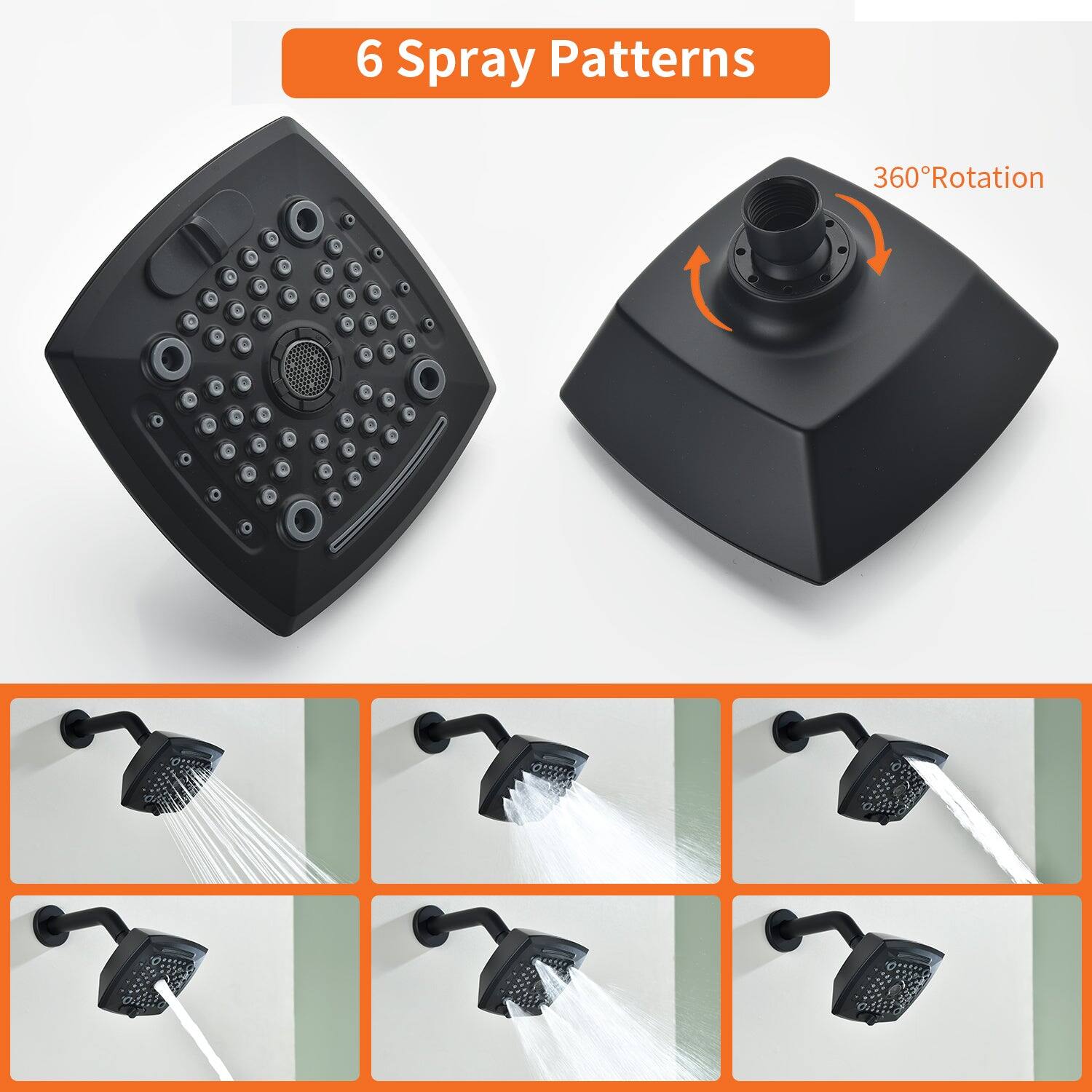 6 Spray Patterns  
360° Rotation