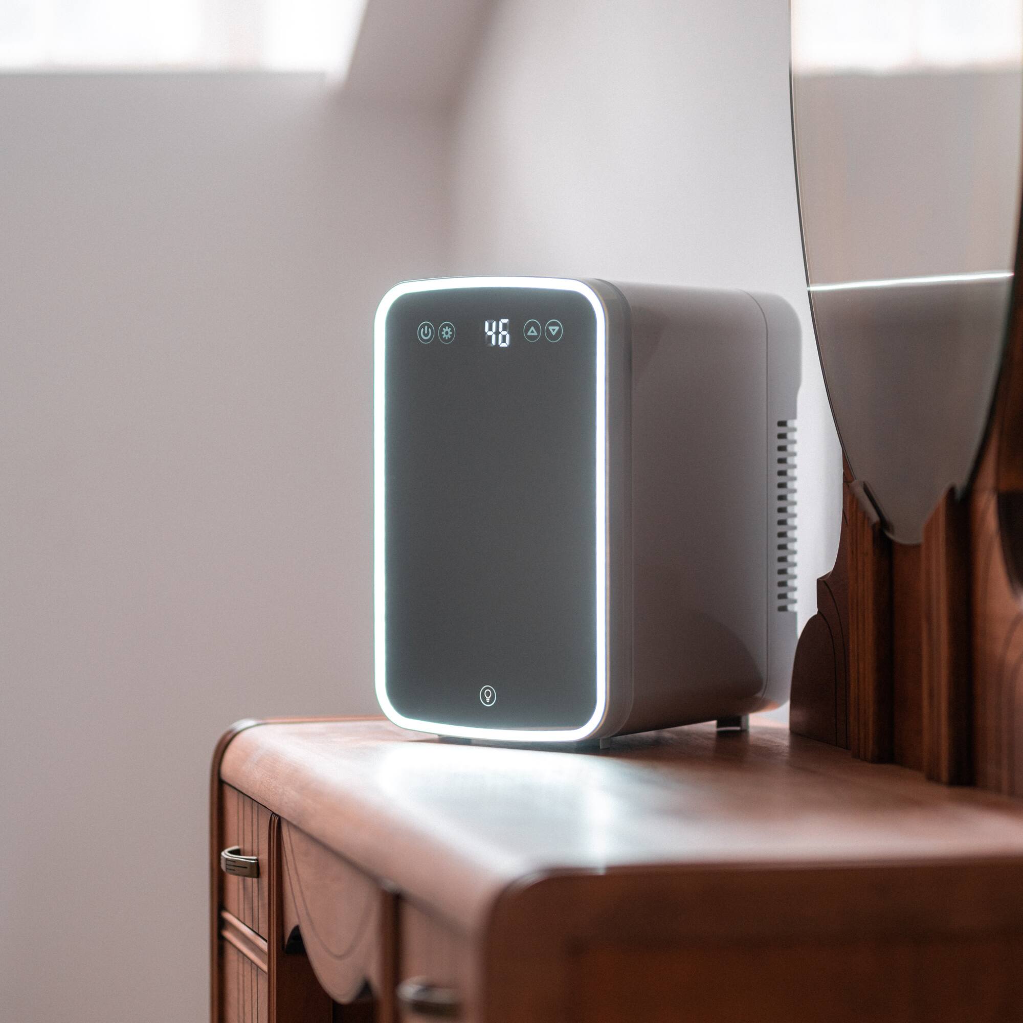 Alt View 1. Danby - 7.4L Cosmetic Mini Fridge with Mirror & Light - White.