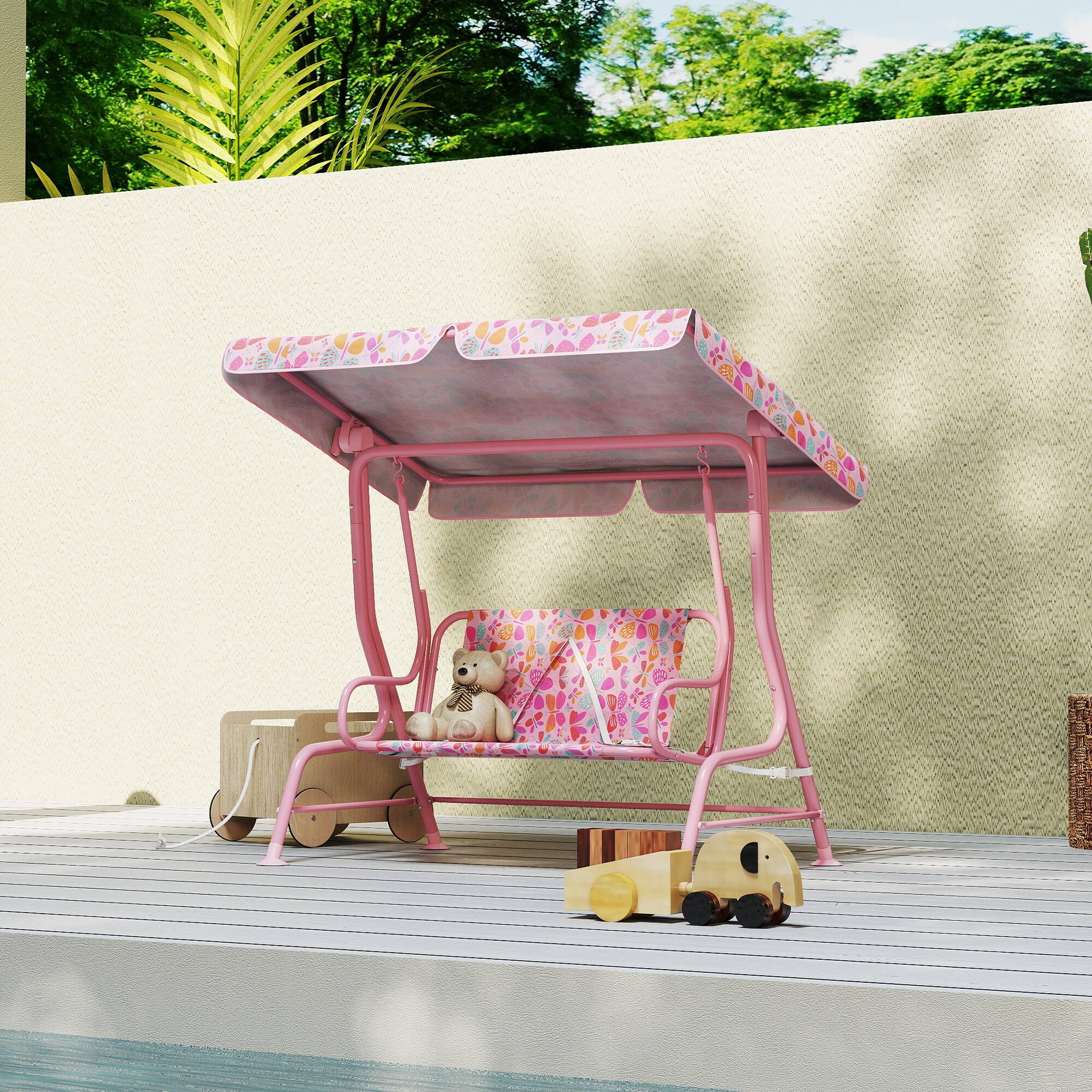 Alt View 1. Qaba - Patio Swing - Pink.