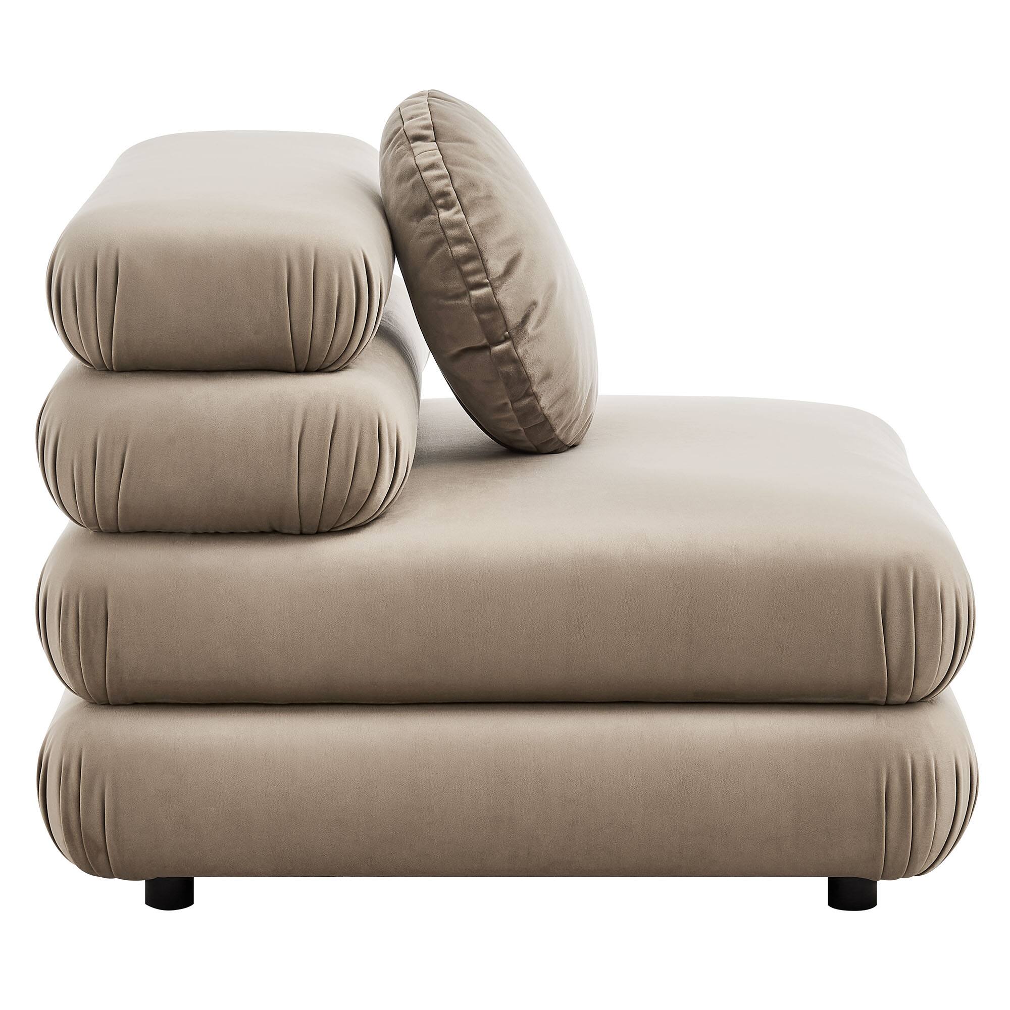 Alt View 2. Modway - Jubilee 3-Piece Modular Performance Velvet Sectional Sofa by Modway - Taupe.