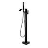 Front. Boyel Living - Black Bathtub Faucet Dual Function 360 Degrees Rotatable 1.5m SUS304 Hose Independent Handles - Matte Black.