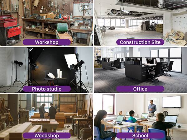Workshop, Construction Site, Photo studio, Office, Woodshop, School