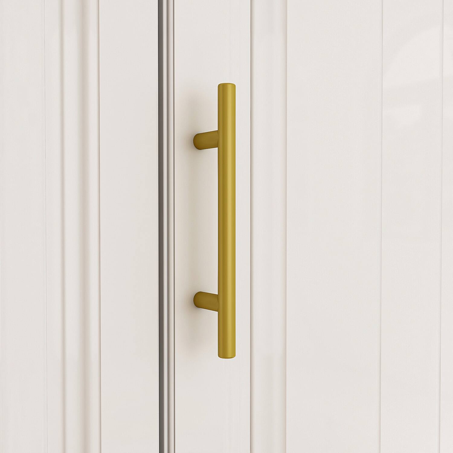 Alt View 8. Famapy - Extra-Large Wardrobe with Top Cabinet – White Closet with Gold Handles, Hanging Rods, Drawers & Shelving - White.