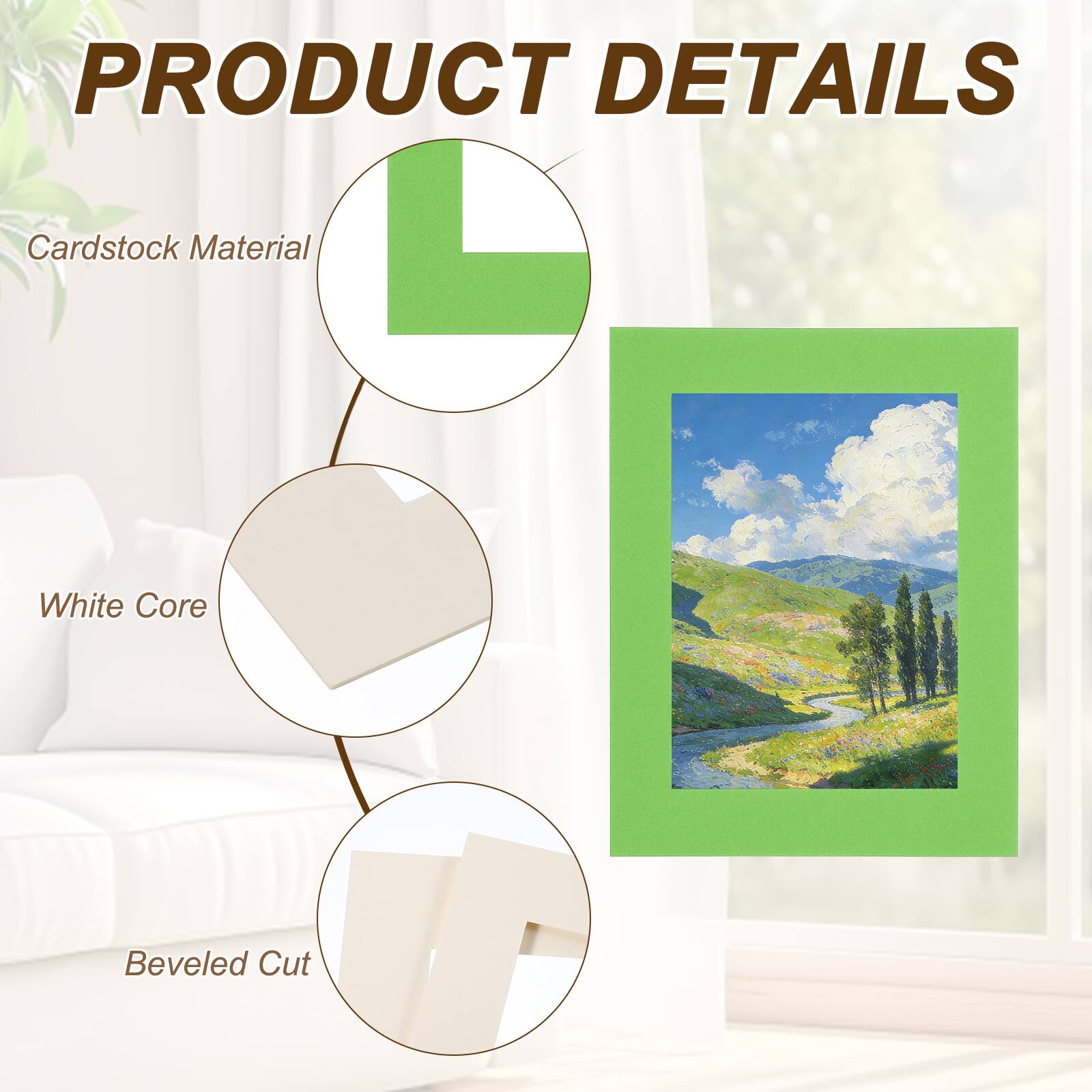 PRODUCT DETAILS  
- Cardstock Material  
- White Core  
- Beveled Cut