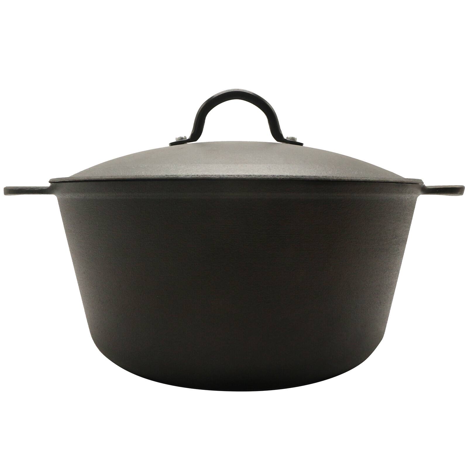 Hansmart - 5.2 QT Lightweight Cast Iron Dutch Oven Honeycomb Bottom Versatile Indoor Outdoor Cooking BPA-Free - Black