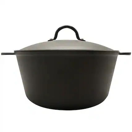 Front. Hansmart - HANSMART 5.2 QT Lightweight Cast Iron Dutch Oven Honeycomb Bottom Versatile Indoor Outdoor Cooking BPA-Free - black.