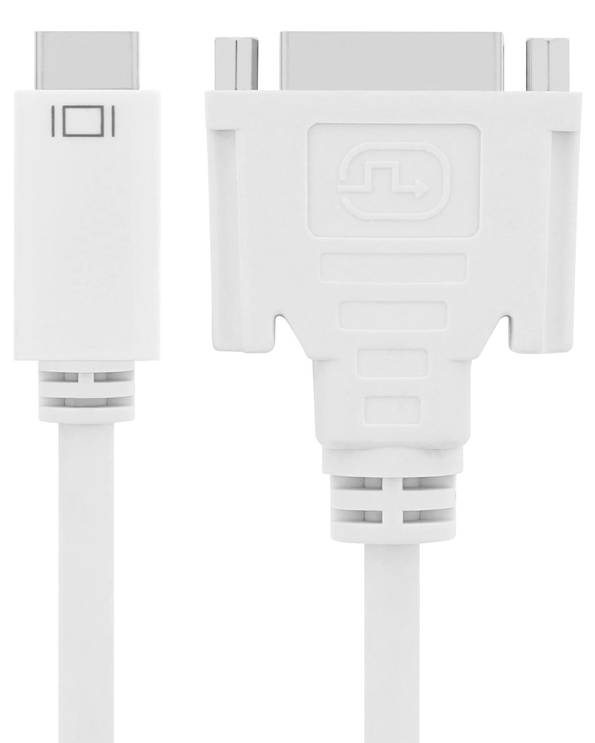 Angle. Fosmon - Mini DVI (Male) to Standard DVI-I (Female) Video Adapter Cable (20cm - White) for Apple iMac Macbooks Powerbook G4 Mini - White.