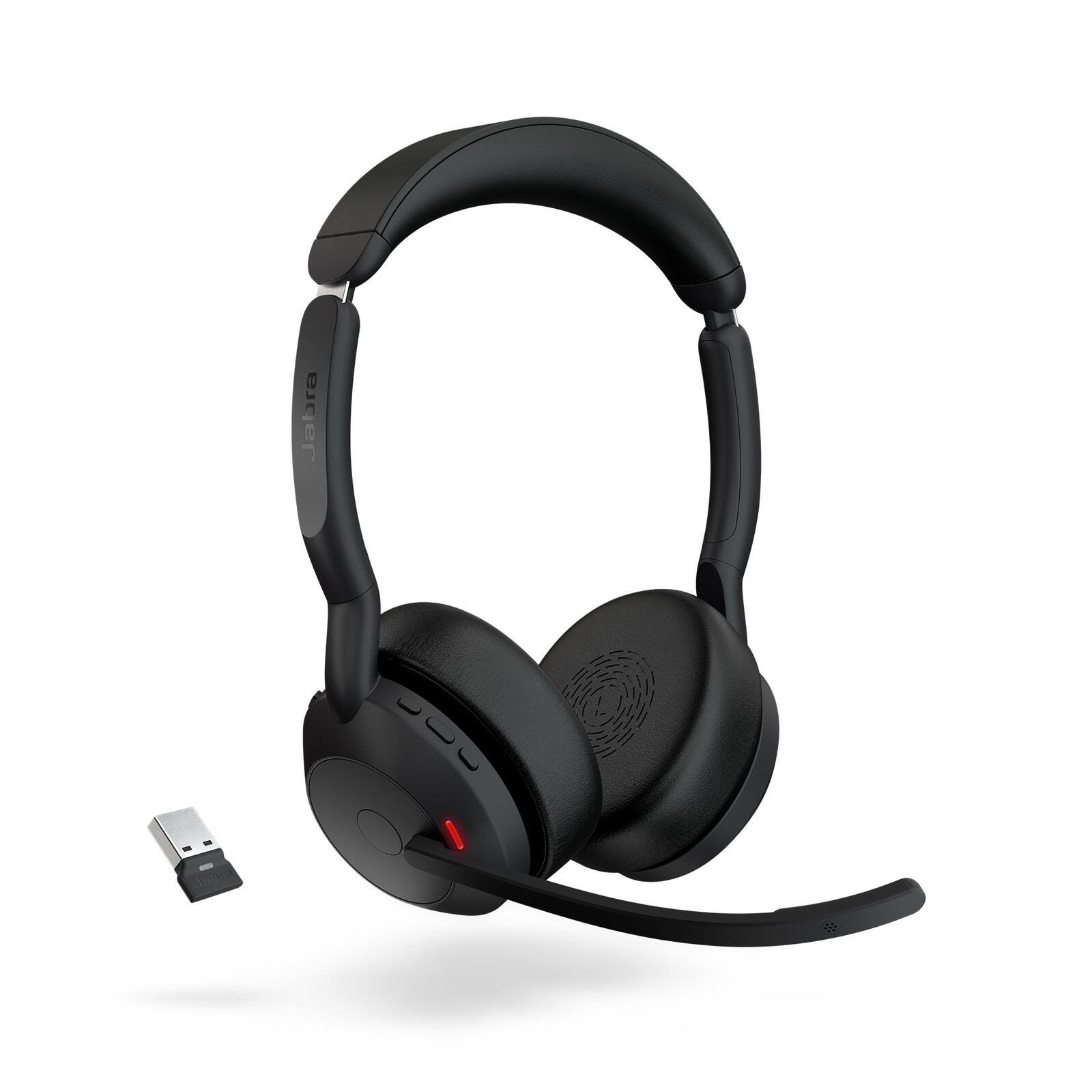 Angle. Jabra - Jabra Evolve2 55 Headset - Stereo - Wireless - Bluetooth - 98.4 ft - 20 Hz to 20 kHz - On-ear - Binaural - Supra-aural - Blue.