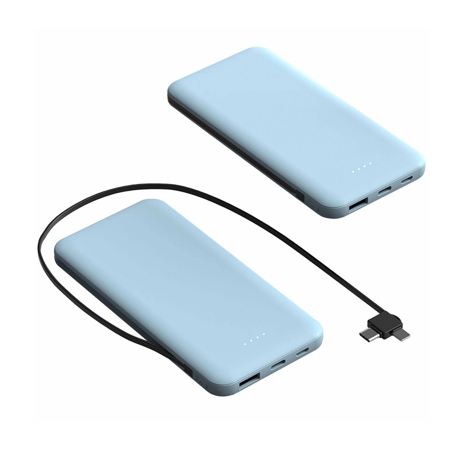 Angle. Home Collection - 10000mAh Portable Power Bank with Built-in LT & Type-C Cables Blue - Blue.