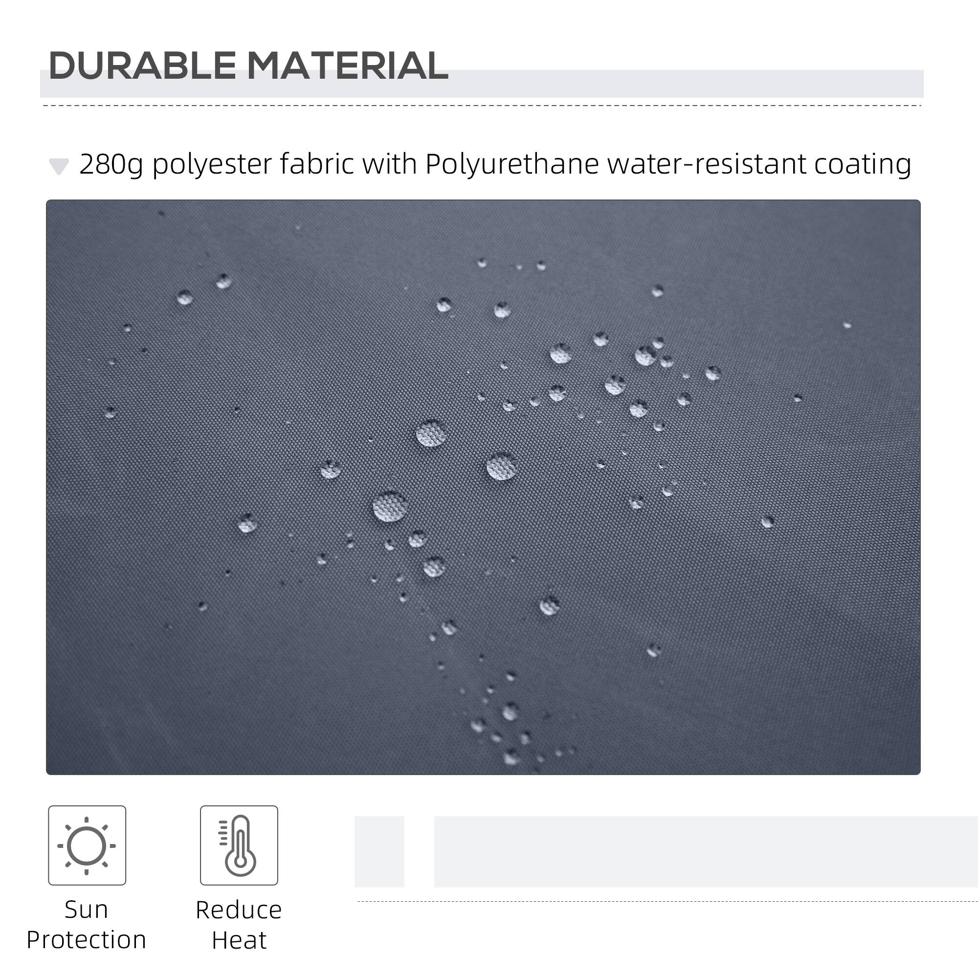 DURABLE MATERIAL
280g polyester fabric with Polyurethane water-resistant coating
Sun Protection
Reduce Heat