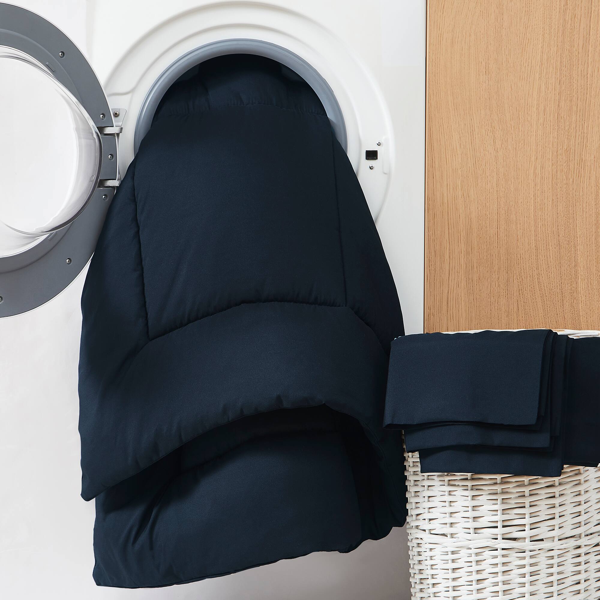 Alt View 1. Sweet Home Collection - All Season Reversible Bed-in-A-Bag Solid Color Comforter & Sheet Set, Twin - Navy.