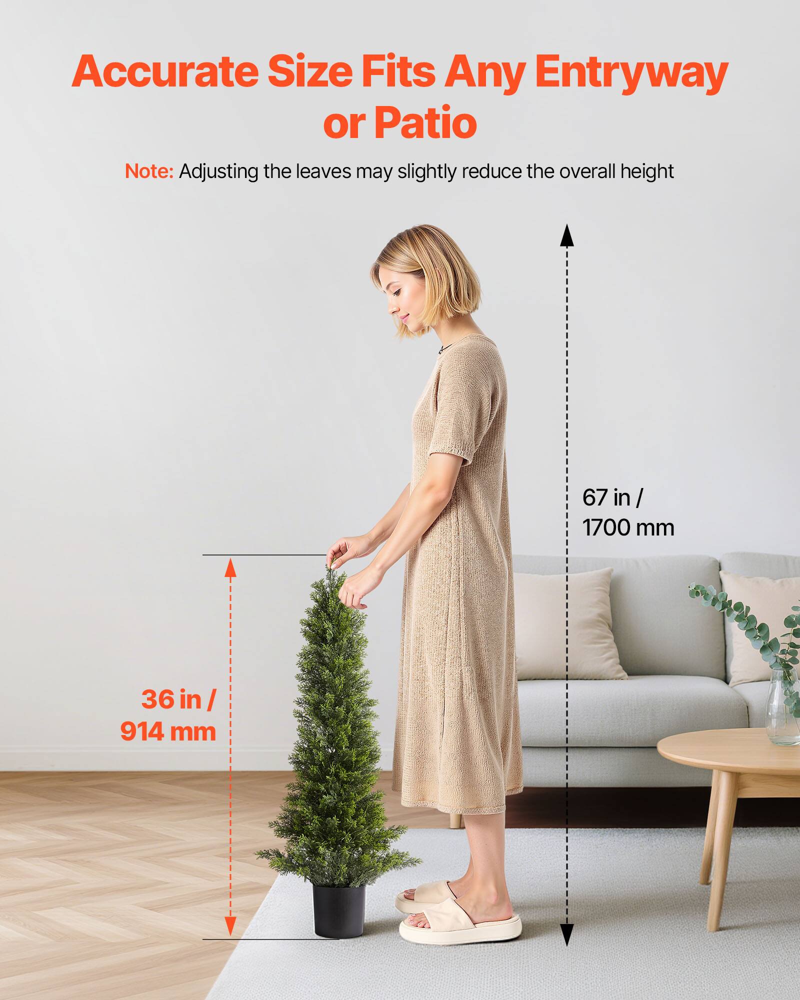 Accurate Size Fits Any Entryway or Patio  
Note: Adjusting the leaves may slightly reduce the overall height  
67 in / 1700 mm  
36 in / 914 mm