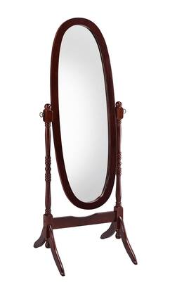BreeBe - 59.25' Tall Standing Wooden Floor Mirror with finish, Oval Shape - Cherry