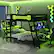 Angle. Anysun - Full Size Bunk Bed with Two Built-In Gaming Desks, USB Desktop Ports & Pegboard Organizer, Gaming Bunk Frame for Gamer - Green.