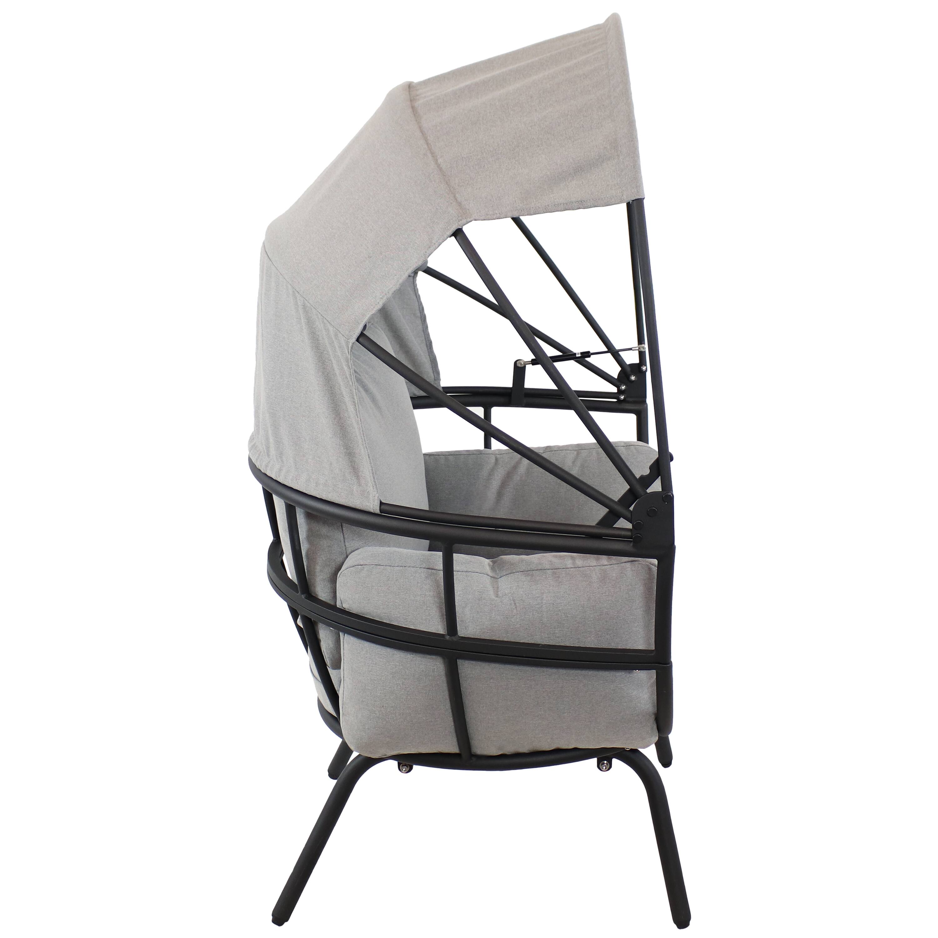 Alt View 10. Sunnydaze - Modern Luxury Wicker Lounge Chair with Retractable Shade - Gray.