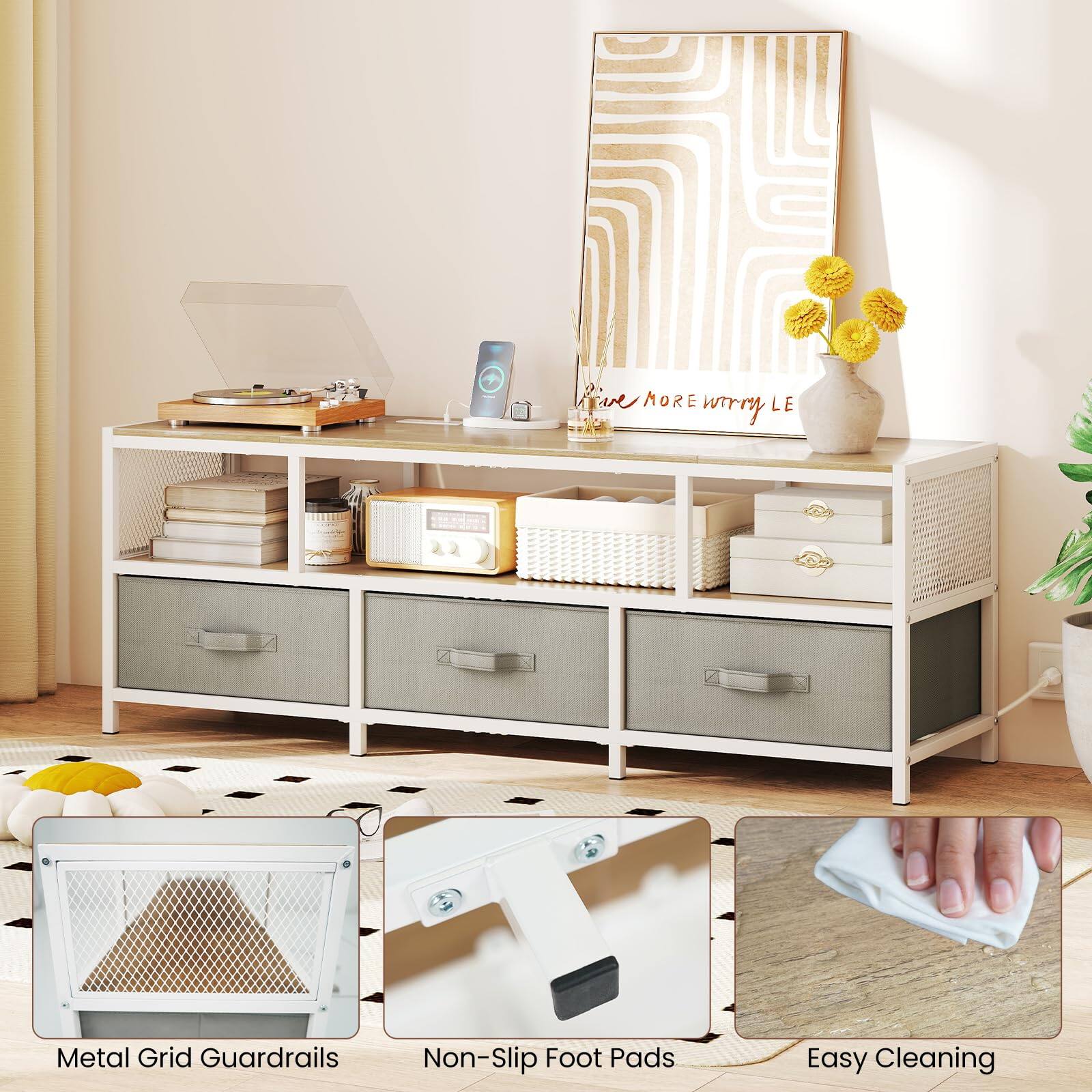 - Metal Grid Guardrails
- Non-Slip Foot Pads
- Easy Cleaning