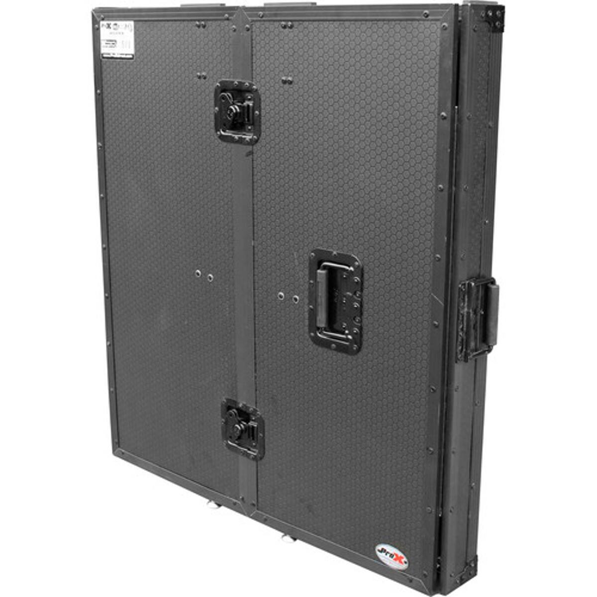Alt View 2. ProX - ProX XS-DJSTN Transformer Series Fold-Away DJ Performance Desk Facade with Wheels, Black on Black.