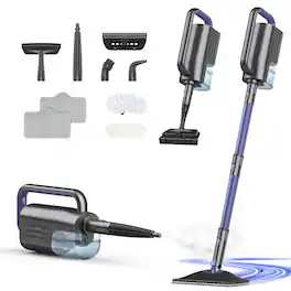 Teendow - 6 in 1 Steam Mop with Upgraded Aluminum Pole, Fast-Heating Powerful Steam Cleaner for Hardwood, Tile & Sealed Floors - Purple