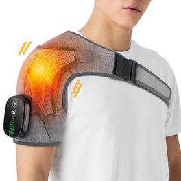 Cubilan - Electric Shoulder Heating Pad 3 Modes Vibration Massage Belt for Knee Elbow Relief - Gray