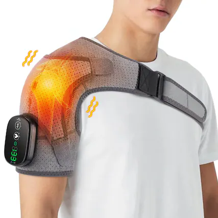Front. Cubilan - Electric Shoulder Heating Pad 3 Modes Vibration Massage Belt for Knee Elbow Relief - Grey.