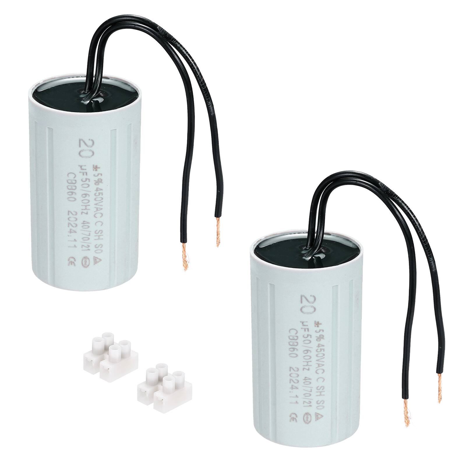 Unique Bargains - 2pcs 20uF CBB60 Running Capacitor, AC 450V 2 Wires 50/60Hz Cylinder 70x40mm for Water Pumps, Washing Machines - Gray price history on PriceWatchPro