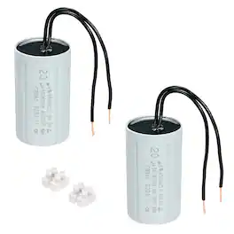 Unique Bargains - 2pcs 20uF CBB60 Running Capacitor, AC 450V 2 Wires 50/60Hz Cylinder 70x40mm for Water Pumps, Washing Machines - Gray