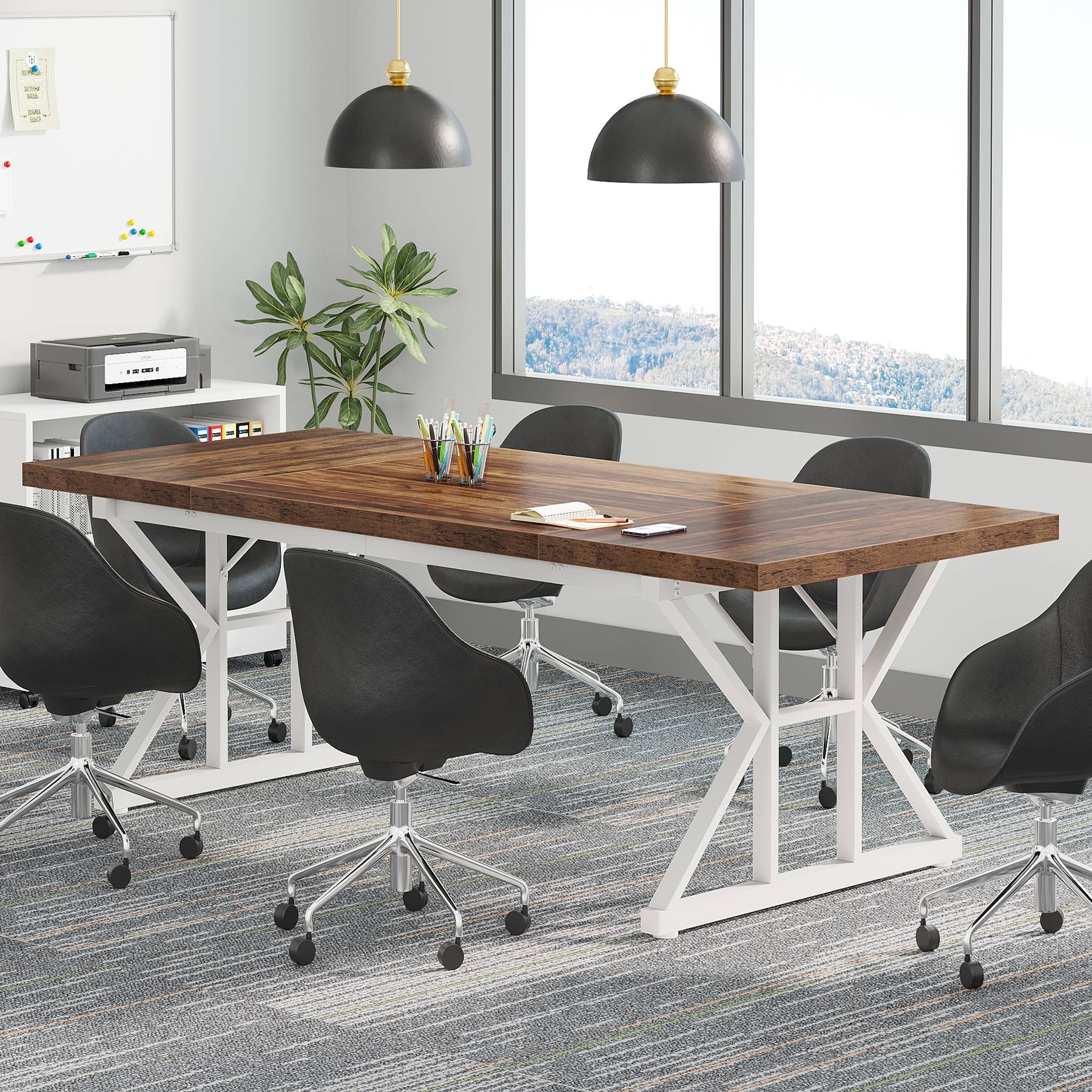 Back. Tribesigns - Office Executive Desk, For Computer Work and Writing in Home Offices and Everyday Organization - Brown.