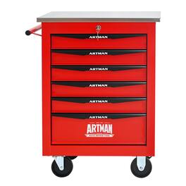 LOVMOR - 6 Drawers Multifunctional Rolling Tool Cart with Stainless Steel Roof for Garage Workshop Warehouse Storage