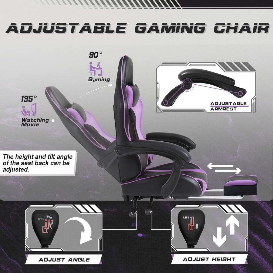Hirose Alice Gaming Chair With Footrest And Massage Support Computer ...