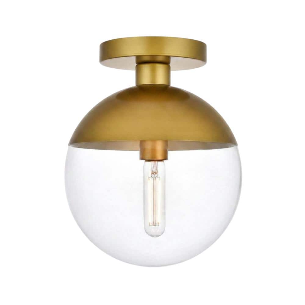 Living District - Eclipse 1 Light Brass Flush Mount With Clear Glass - Brass And Clear