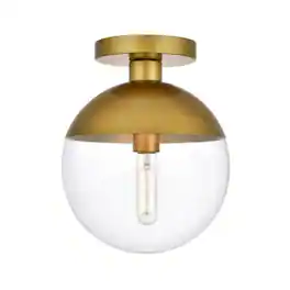 Living District - Eclipse 1 Light Brass Flush Mount With Clear Glass - Brass And Clear